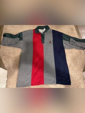 Vintage Bugle Boy XL Colorblock Rugby Polo Shirt 80s 90s Crest